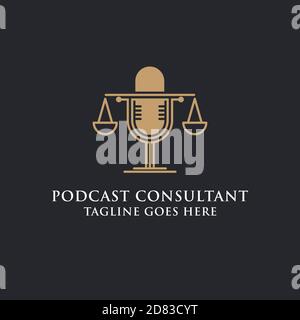 Legal podcast law firm logo design image, best for podcast consultant commercial brand vector Stock Vector