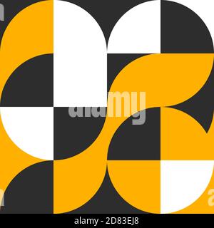 Geometric square pattern in Bauhaus style with circles Stock Vector