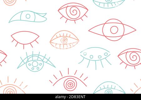 Seamless abstract fashion pattern with line eyes Stock Vector