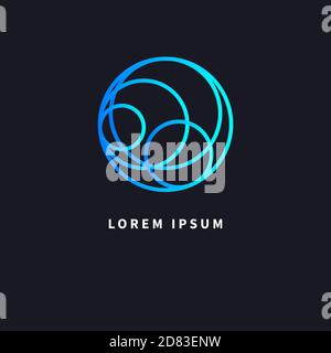 Intersecting circles. Idea for business logo. Icon of global networking Stock Vector
