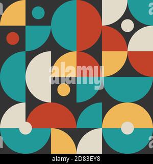 Retro pattern in style of 60s, 70s. Bauhaus seamless color geometric background Stock Vector