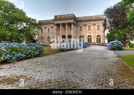 The Marble House in Newport, Rhode Island. It is a Gilded Age mansion and its temple-front portico is like that of the White House. Stock Photo