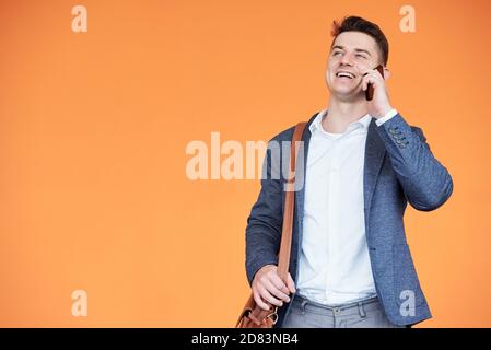 Entrepreneur talking on phone Stock Photo