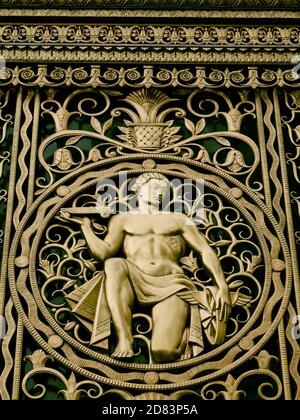 brass work on the entry way into the Art-deco Fisher Building in Detroit Stock Photo