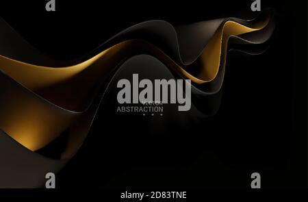 Vector abstract background with golden waves on a black background. Template Vector abstract background with golden waves on a black background. Templ Stock Vector