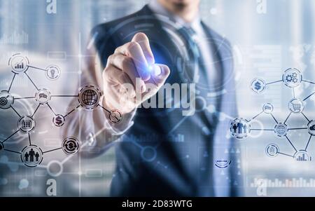 Business intelligence. Financial dashboard with key performance indicators. Stock Photo