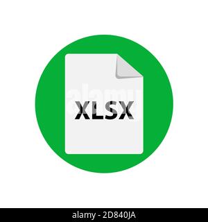 Vector green icon XLSX. File format extensions icon. flat design style. Circle buttons. Stock Vector