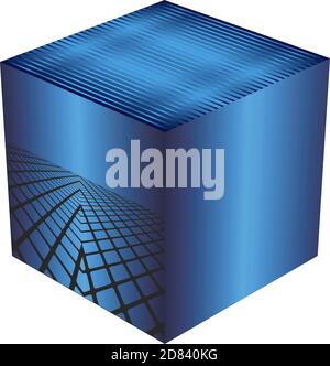 Blue cube - Illustration,  Azure abstract vector illustration Stock Vector