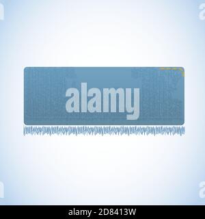 Vector realistic banner of jeans. Realistic denim banner with texture and fringe. Stock Vector