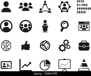 Human Resources Icons Black & White Set Big Stock Vector