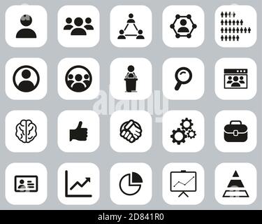 Human Resources Icons Black & White Flat Design Set Big Stock Vector