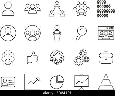Human Resources Icons Black & White Thin Line Set Big Stock Vector