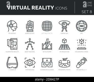 Set of vector virtual reality icons. Stock Vector