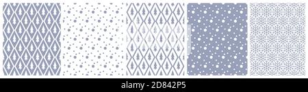 Christmas blue seamless pattern. Set of backgrounds. Vector illustration Stock Vector