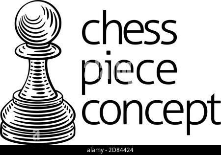 Pawn Chess Piece Vintage Woodcut Style Concept Stock Vector