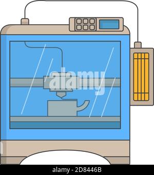 3d printer technology vector icon in flat style. Print manufactoring Stock Vector