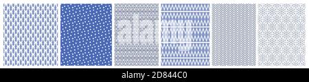 Christmas blue seamless pattern. Set of backgrounds. Vector illustration Stock Vector
