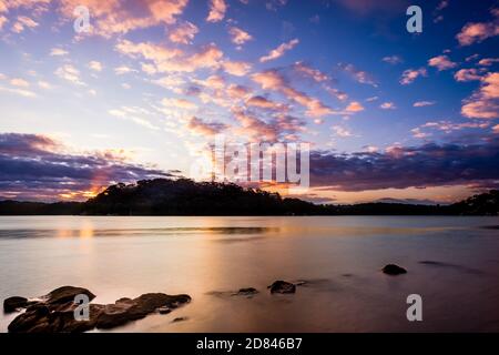 Amazing Sunset Scape along the coast of Georges River Stock Photo