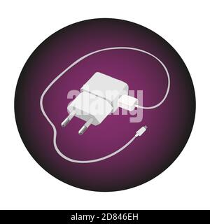 Vector icon of a smartfone charger in the circle Stock Vector