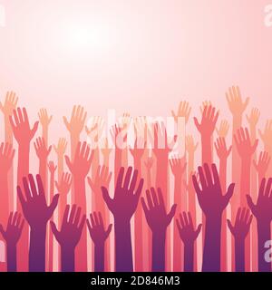 Concept of charity and donation background with hands. Flat design, vector illustration. Stock Vector