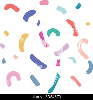 Hand painted brush strokes isolated on white background. Colorful and playful palette. Ideal for design for kids. Stock Vector