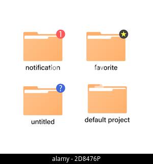 Flat illustration with yellow vector folder icons on blue background. Business abstract presentation. Blank template. Stock Vector