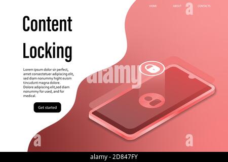 Content locking for web design. Online technology concept vector illustration. Phone screen. Stock Vector