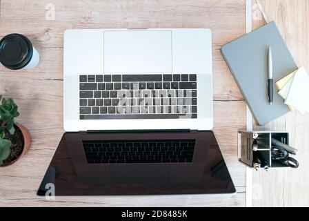 close up. laptop on the Desk of a business person. Stock Photo