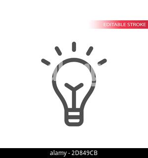 Lightbulb simple line vector icon. Light bulb editable stroke symbol. Stock Vector