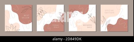 Trendy abstract square template with autumn concept. Able to use for social media posts, mobile apps, banners design, web or internet ads. Stock Vector