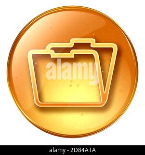 Folder icon yellow, isolated on white background Stock Photo