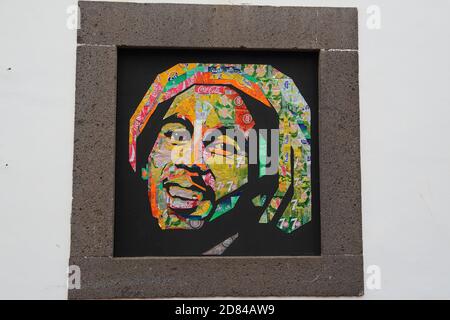 Street art depicting Bob Marley in Camara de Lobos, Madeira, Portugal Stock Photo