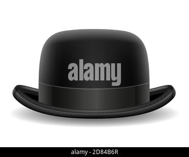 bowler hat black retro vector illustration isolated on white background Stock Vector