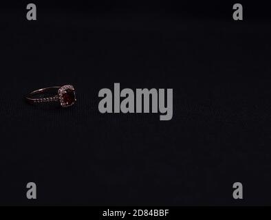 ruby ring on black background Stock Photo