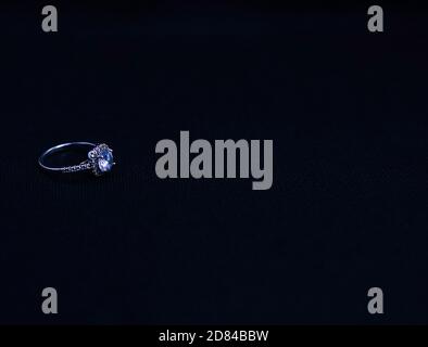 diamond ring on black background Stock Photo