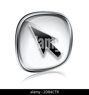 arrow icon grey glass, isolated on white background Stock Photo