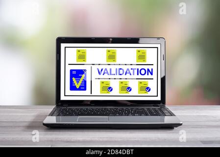 Validation concept shown on a laptop screen Stock Photo