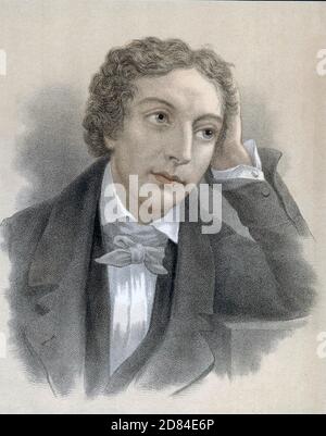 JOHN KEATS (1795-1821) English Romantic poet. Illustration based on posthumous portrait of 1822. Stock Photo