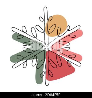 Christmas snowflake in a hand drawn linear style. Stock Vector
