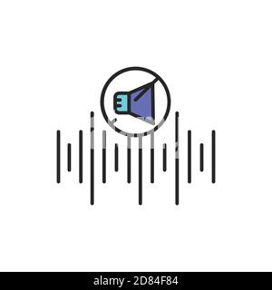 Sound-isolating wave color line icon. Pictogram for web page, mobile app, promo. Stock Vector