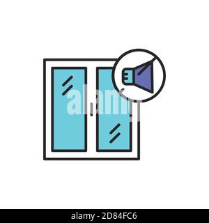 Sound-isolating window color line icon. Pictogram for web page, mobile app, promo. Stock Vector
