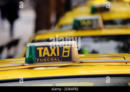 Taxi rank in Funchal, Madeira, Portugal Stock Photo