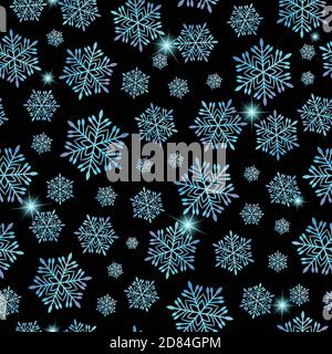 Black festive winter seamless pattern. Stock Vector