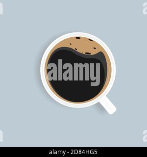 top view of cup of black coffee vector illustration Stock Vector