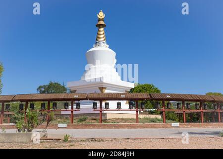 Buddhist Stupa of Sakya Tashi Ling monastery (temple) in Garraf, Barcelona (Spain) Stock Photo