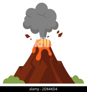 Illustration of eruption. Volcano in cartoon style isolated on white background. Stock Vector