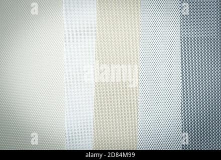 Light natural fabric samples background. Selective focus Stock Photo