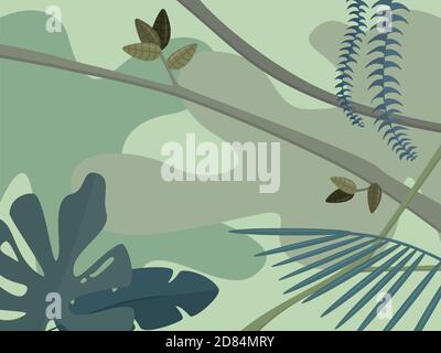 Tropical forest background. Vector illustration rainforest Stock Vector