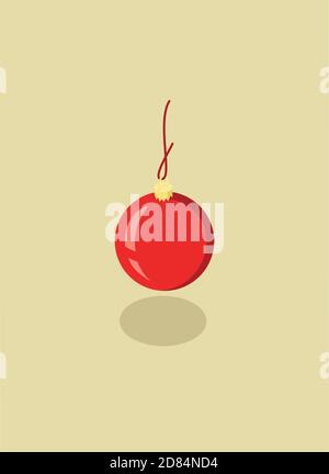 Isometric three dimensional red christmas ball for christmas tree.  Stock Vector