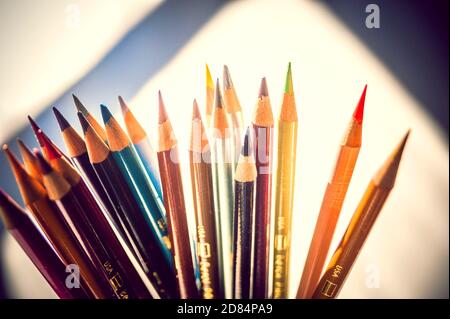 Colored Art Pencils Crayons Stock Photo